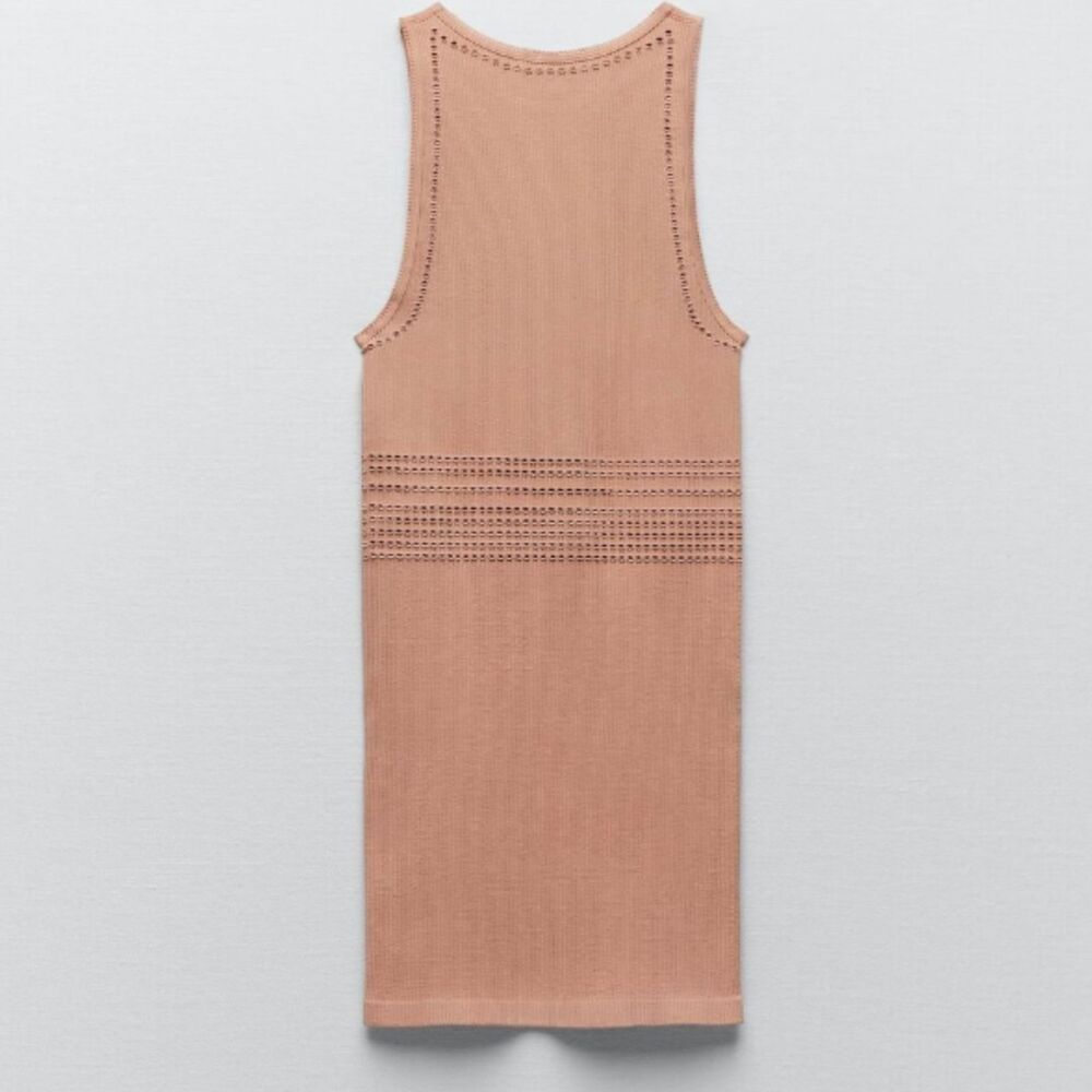 NWT ZARA Contour Collection Seamless Openwork Mini Dress Nude Sz M-L bloggers - Picture 3 of 10